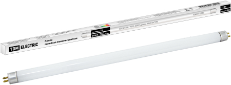 Лампа люминесцентная линейная двухцокольная ЛЛ-12/12Вт, T4/G5, 6500 К, длина 368,2мм TDM