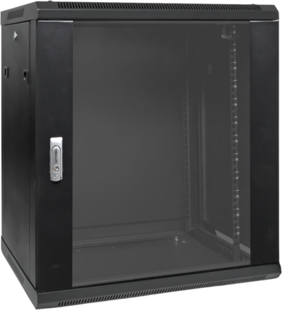 Шкаф настенный 19" TERACOM PRO 12U 600х600 мм дверь стеклянная с замком-ручкой чёрный
