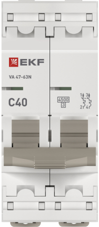 Автоматический выключатель ВА 47-63N 2P 40А (C) 4,5 кА PROXIMA EKF