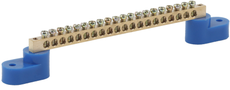 Аксессуары для клемм  ЭРА NO-222-62  Шина N "ноль" на двух угловых изол ШНИ-6х9-20-У2-синий