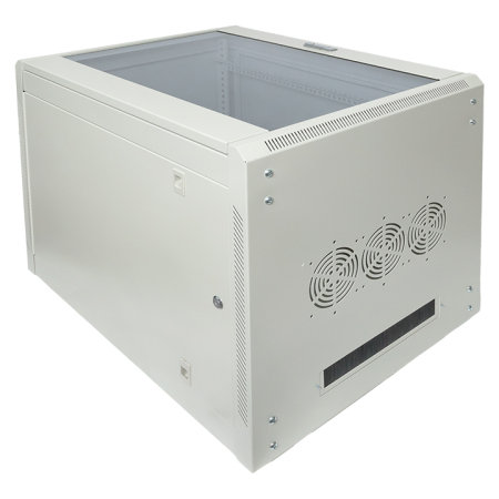 Шкаф настенный 19" TERACOM PRO 15U 600х600 мм дверь стеклянная с замком-ручкой серый