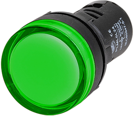 Сигнальный индикатор со  встроенным диодом 220В, зеленый