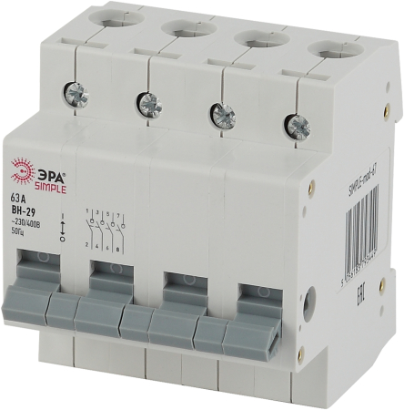 Выключатель нагрузки (мини-рубильник) ВН-29 4P 63А SIMPLE-mod-70 ЭРА SIMPLE