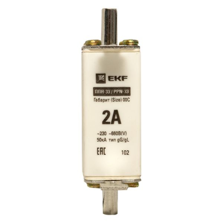 Плавкая вставка ППН-33 100/  2А габарит 00С EKF PROxima