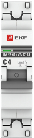 Автоматический выключатель 1P 4А (C) 4,5kA ВА 47-63 EKF PROxima