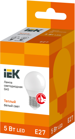 Лампа светодиодная ECO G45 шар 5Вт 230В 3000К E27 IEK