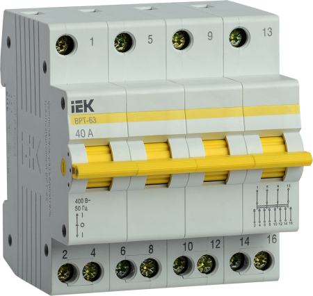 Выключатель-разъединитель трехпозиционный ВРТ-63 4P 40А IEK