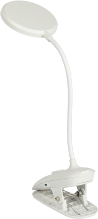 Настольный светильник ЭРА NLED-513-6W-W светодиодный аккумуляторный на прищепке белый