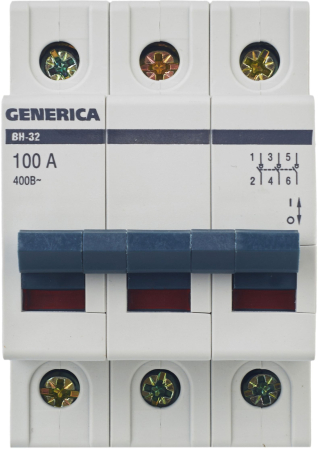 Выключатель нагрузки (мини-рубильник) ВН-32 3Р 100А GENERICA