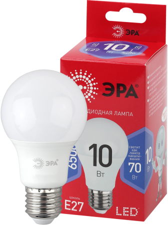 LED A60-10W-865-E27 R ЭРА (диод, груша, 10Вт, хол, E27) (10/100/1500)