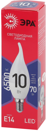 LED BXS-10W-865-E14 R ЭРА (диод, свеча на ветру, 10Вт, хол, E14) (10/100/2800)