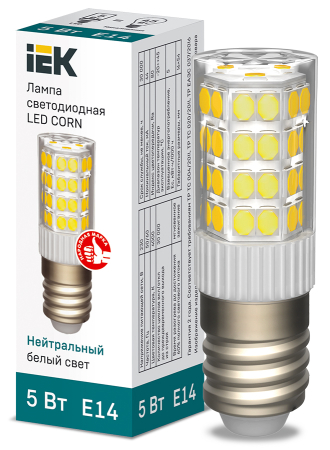 Лампа LED CORN капсула 5Вт 230В 4000К керамика E14 IEK