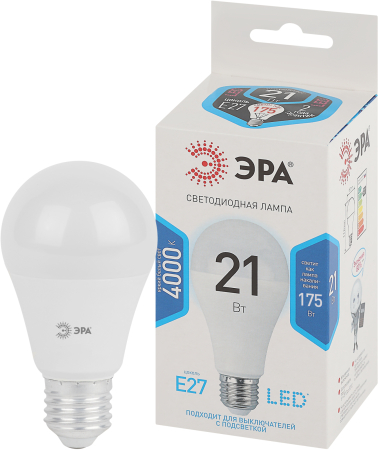 Лампы СВЕТОДИОДНЫЕ СТАНДАРТ LED A65-21W-840-E27  ЭРА (диод, груша, 21Вт, нейтр, E27)