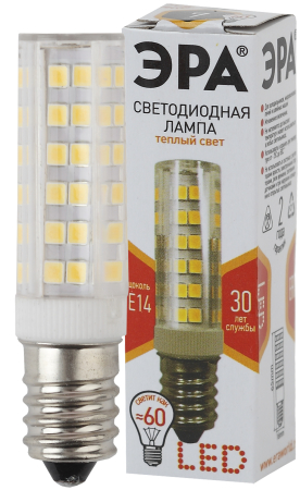 Лампы СВЕТОДИОДНЫЕ СТАНДАРТ LED T25-7W-CORN-827-E14  ЭРА (диод, капсула, 7Вт, тепл, E14)