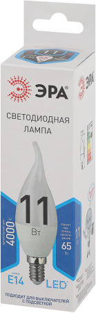 Лампа светодиодная Эра LED BXS-11W-840-E14 (диод, свеча на ветру, 11Вт, нейтр, E14)