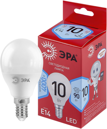 LED P45-10W-840-E14 R ЭРА (диод, шар, 10Вт, нейтр, E14)
