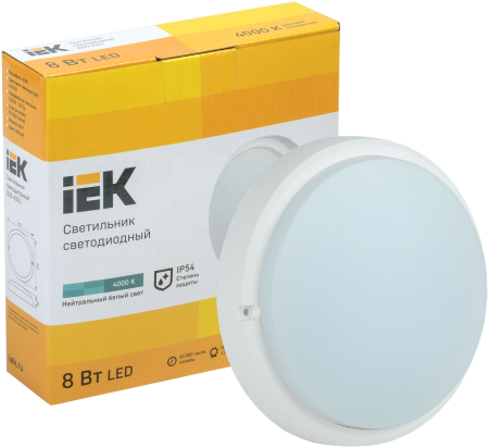 Светильник LED ДПО 4001 8Вт IP54 4000K круг белый IEK