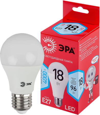 LED A65-18W-840-E27 R  Лампочка светодиодная ЭРА RED LINE LED A65-18W-840-E27 R Е27 / E27 18 Вт груша нейтральный белый свeт