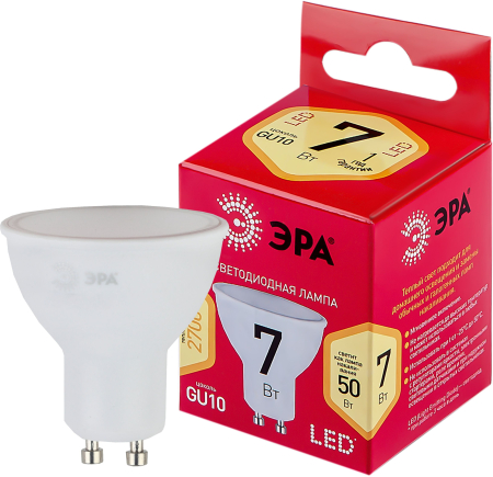 LED MR16-7W-827-GU10 R ЭРА (диод, софит, 7Вт, тепл, GU10)