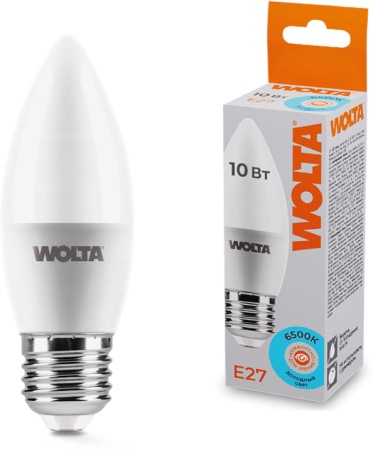 Лампа LED WOLTA C37 10Вт 900лм Е27 6500К   1/50