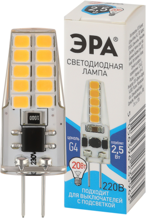 Лампочка светодиодная ЭРА STD LED-JC-2,5W-220V-SLC-840-G4 G4 2,5Вт силикон капсула нейтральный белый свет
