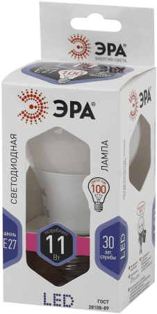 Лампы СВЕТОДИОДНЫЕ СТАНДАРТ LED A60-11W-860-E27  ЭРА (диод, груша, 11Вт, хол, E27)
