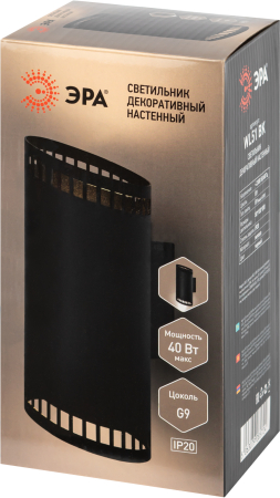 WL51 BK  Светильник настенный ЭРА WL51 BK G9 40Вт IP20 черный
