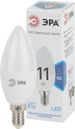 Лампа светодиодная Эра LED B35-11W-840-E14 (диод, свеча, 11Вт, нейтр, E14)