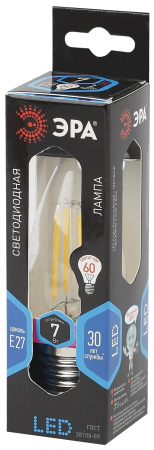 Лампа светодиодная Эра F-LED B35-7W-840-E27 (филамент, свеча, 7Вт, нейтр, E27)