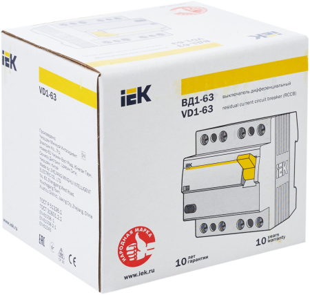 УЗО ВД1-63 4Р 63А 100мА IEK