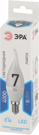 Лампа светодиодная Эра LED BXS-7W-840-E14 (диод, свеча на ветру, 7Вт, нейтр, E14)