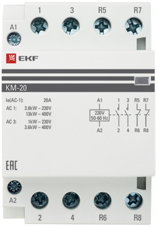 Контактор модульный КМ 20А 2NО+2NC (3 мод.) EKF PROxima