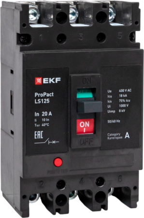 Автоматический выключатель LS125 18кА 3P 20А ProPact EKF