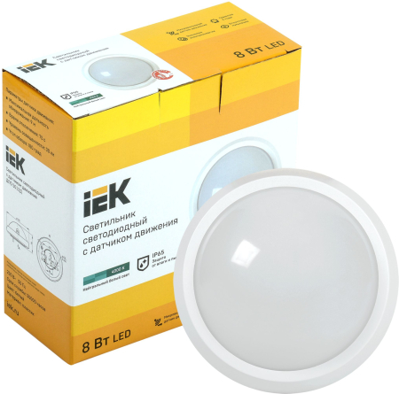 Светильник LED ДПО 5012Д 8Вт 4000K IP65 круг белый с ДД IEK