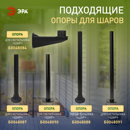 НТУ 02-60-255 ЭРА Светильник садово-парковый шар дымчатый призма D250mm Е27 (6/48)