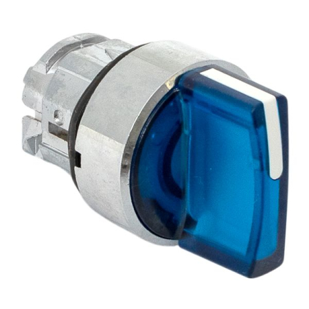 Исполнительный механизм переключателя ХB4 синий на 3 положения возвратный без фиксации, с подсветкой с короткой ручкой IP65 EKF