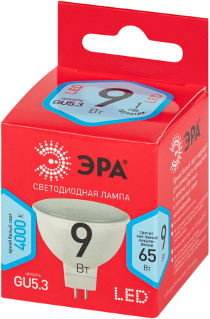 LED MR16-9W-840-GU5.3 R  Лампочка светодиодная ЭРА RED LINE LED MR16-9W-840-GU5.3 R GU5.3 9 Вт софит нейтральный белый свет