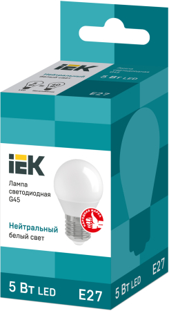 Лампа светодиодная ECO G45 шар 5Вт 230В 4000К E27 IEK