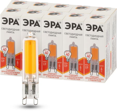 Лампочка светодиодная ЭРА STD LED JCD-6W-GL-827-G9 G9 6Вт капсула теплый белый свет