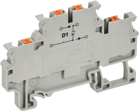 ARMAFIX Колодка клемм. CPDL2.5(E)D1 2-ур. с встр. диод. IEK