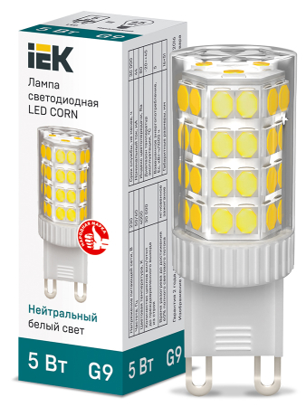 Лампа LED CORN капсула 5Вт 230В 4000К керамика G9 IEK