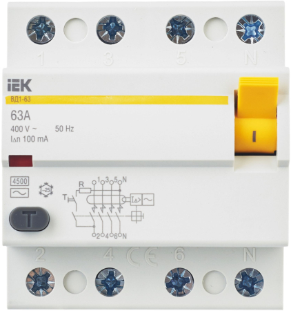 УЗО ВД1-63 4Р 63А 100мА IEK