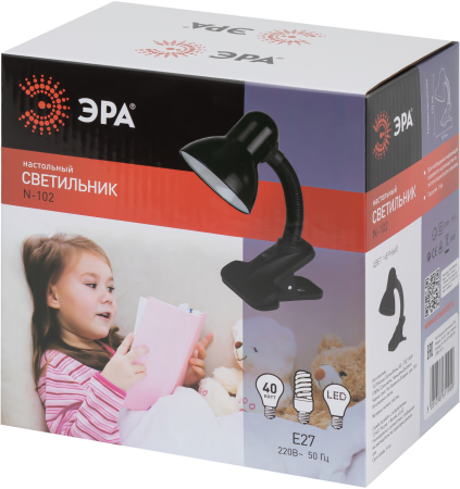 Настольный светильник ЭРА N-102-E27-40W-BK черный матовый