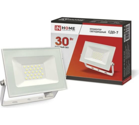 Прожектор светодиодный СДО-7 30Вт 230В 6500К IP65 белый IN HOME