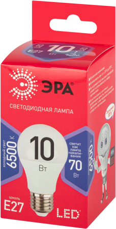 LED A60-10W-865-E27 R ЭРА (диод, груша, 10Вт, хол, E27) (10/100/1500)