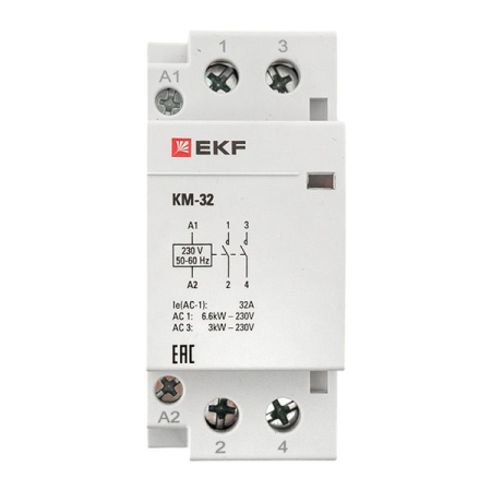 Контактор модульный КМ 32А 2NО (2 мод.) EKF PROxima