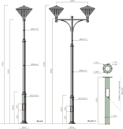 Опора освещения AVANT T2 (3510 ZDF ALCEA)