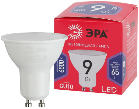 LED MR16-9W-865-GU10 R ЭРА (диод, софит, 9Вт, хол, GU10) (10/100/4000)