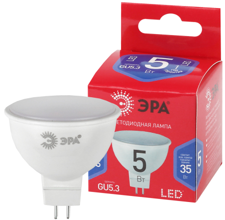 LED MR16-5W-865-GU5.3 R ЭРА (диод, софит, 5Вт, хол, GU5.3) (10/100/4000)