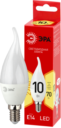 Лампочка светодиодная ЭРА RED LINE LED BXS-10W-827-E14 R E14 / Е14 10Вт свеча на ветру теплый белый свет
